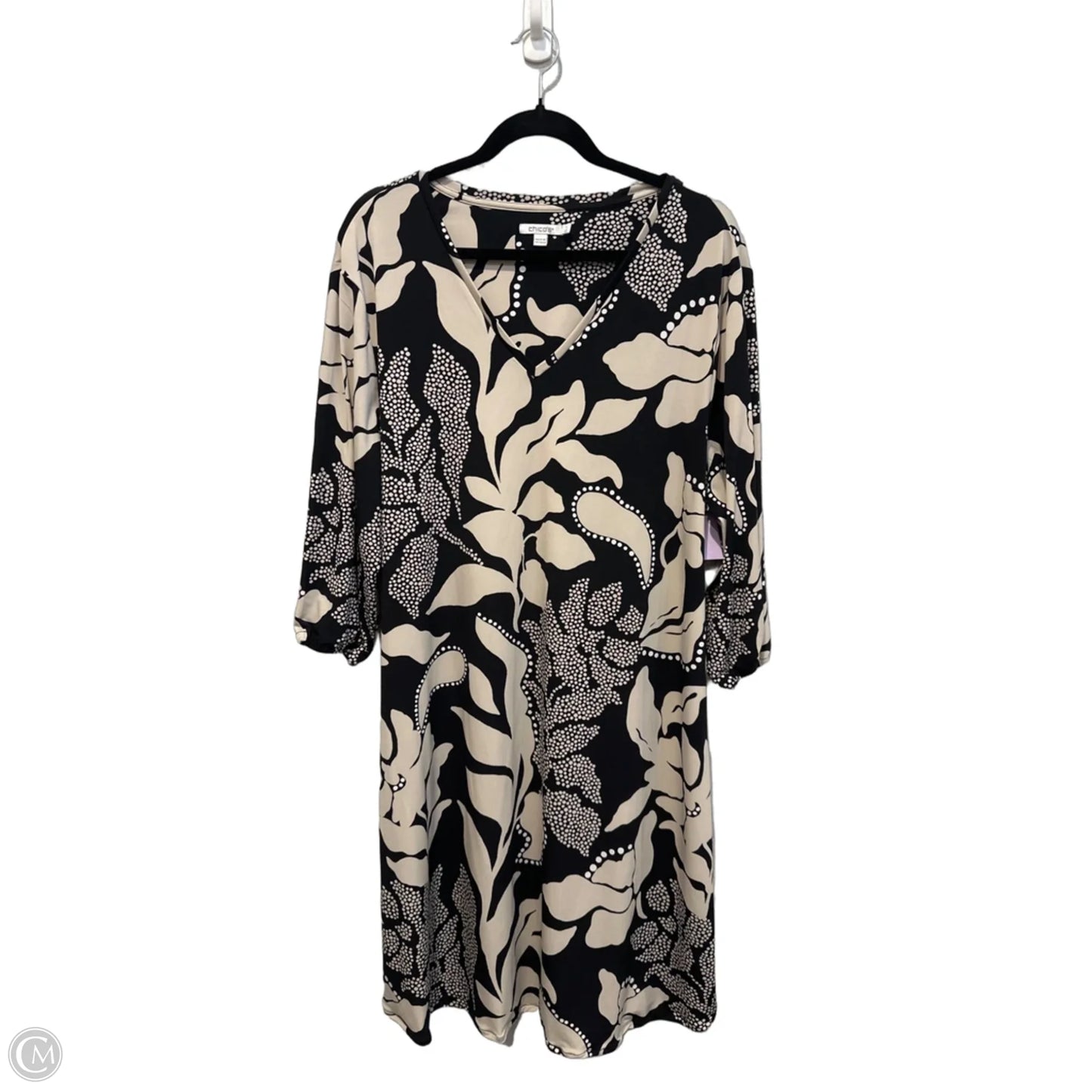 Dress Casual Short By Chicos In Black & Cream, Size: 2x