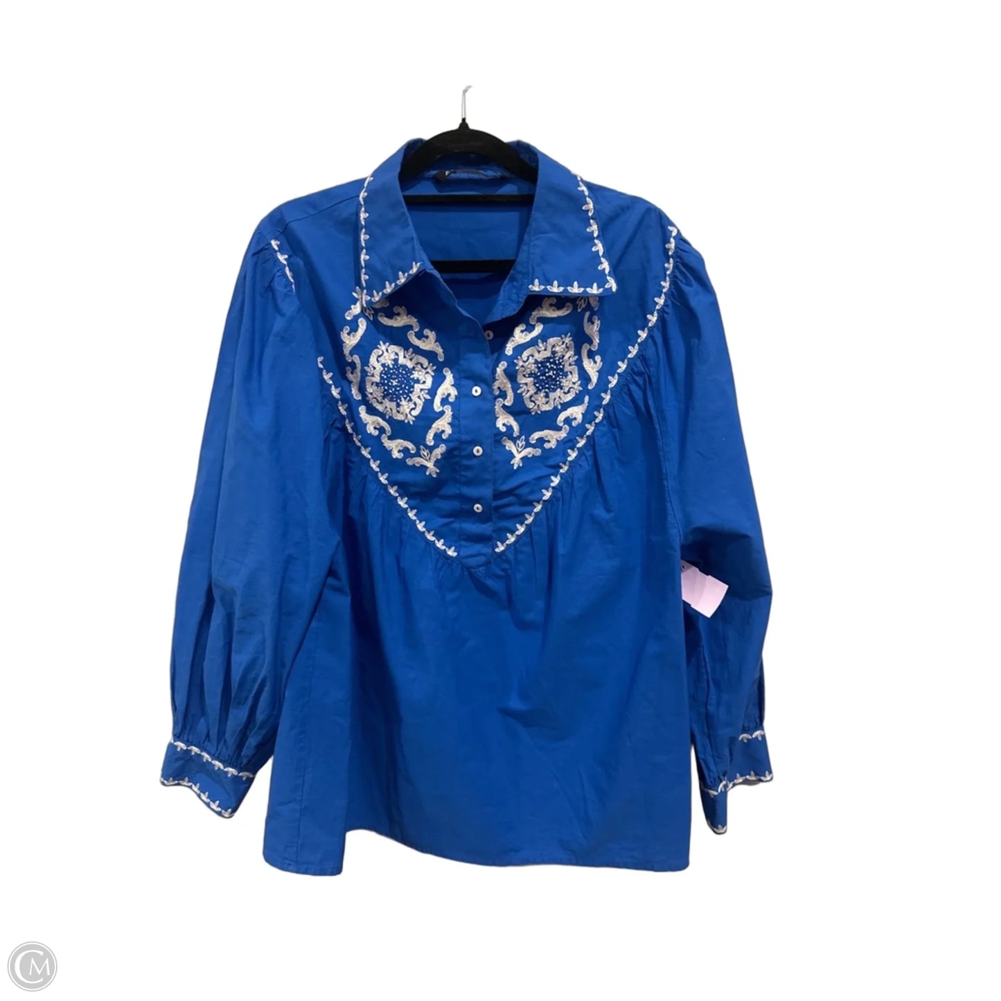 Top Long Sleeve By Zara In Blue, Size: S