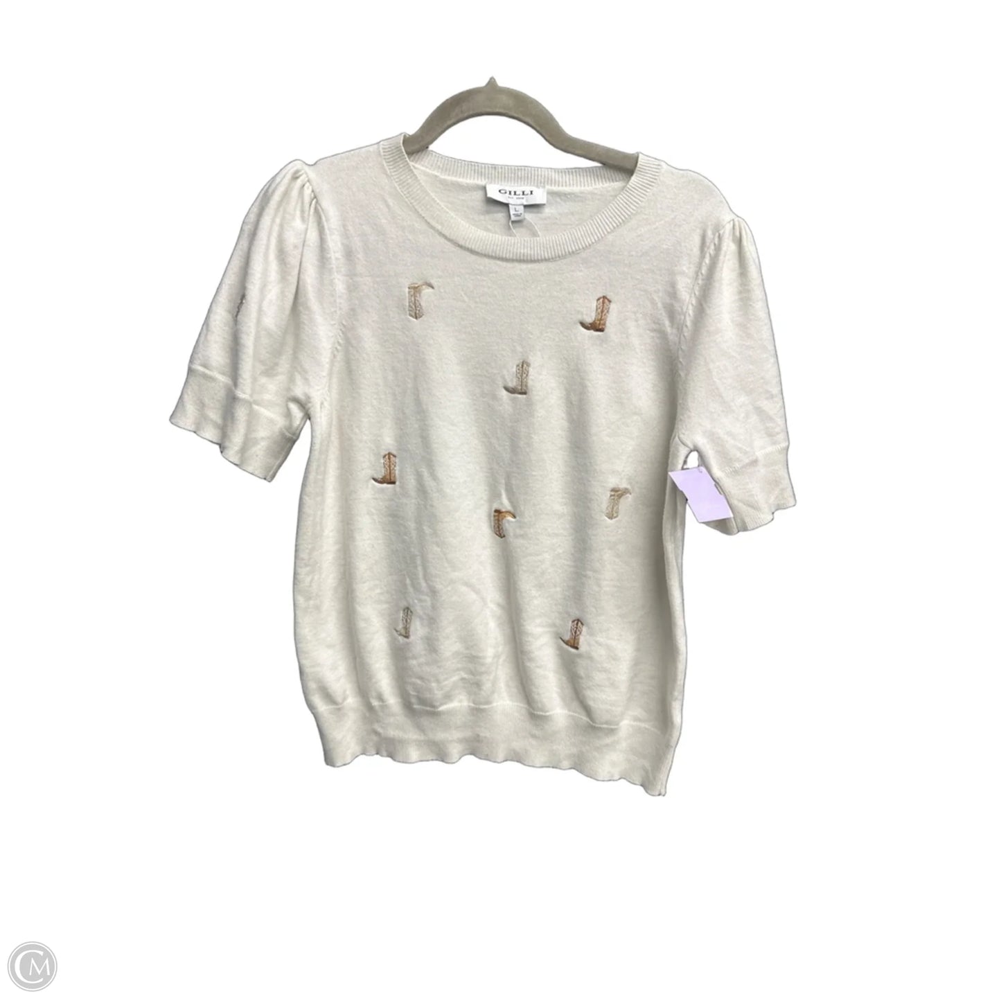Top Short Sleeve By Gilli In Cream, Size: L