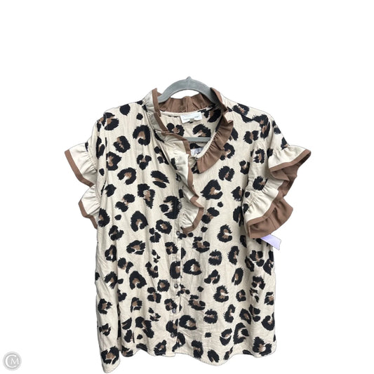 Top Short Sleeve By Entro In Leopard Print, Size: Xl