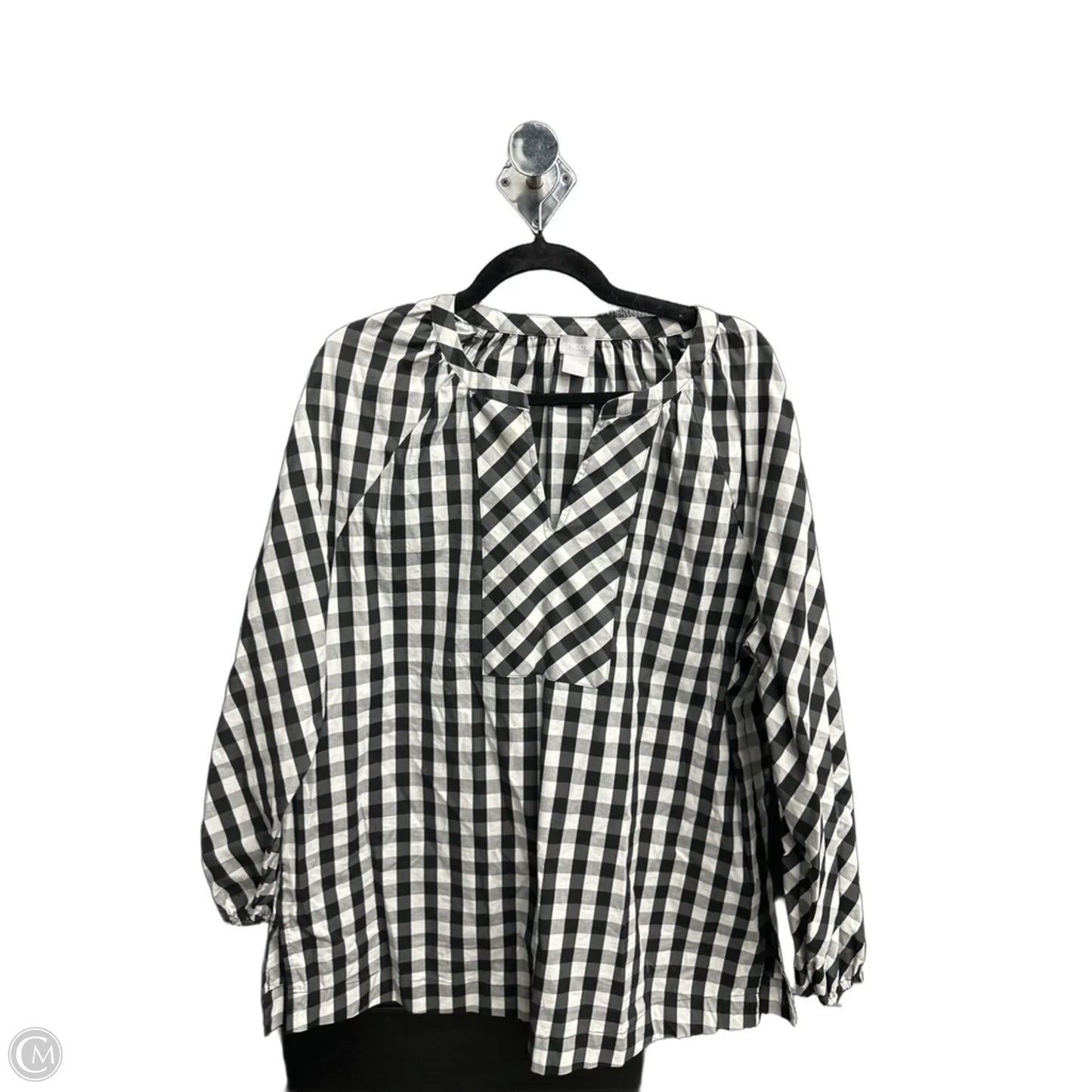 Top Long Sleeve By Chicos In Plaid Pattern, Size: L