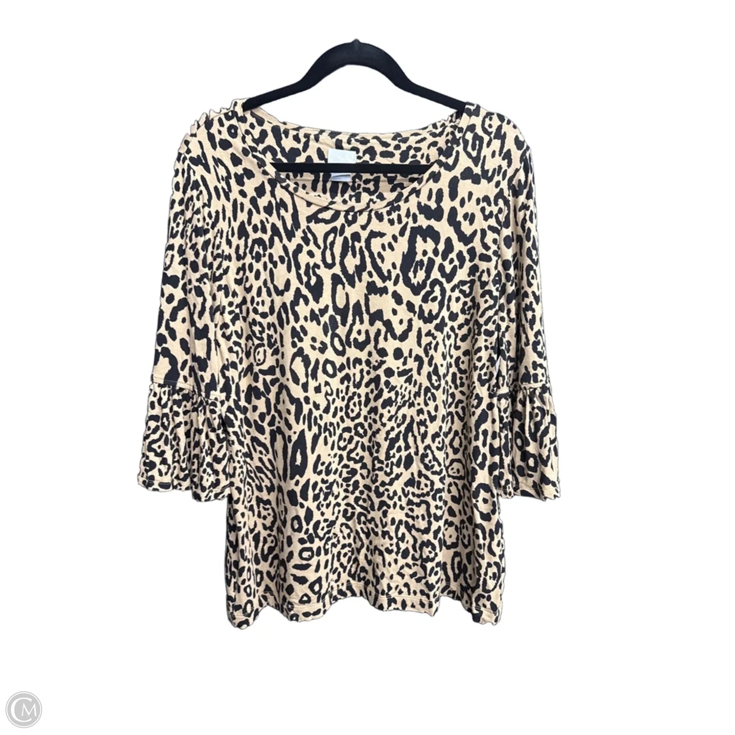 Top 3/4 Sleeve By Chicos In Leopard Print, Size: L