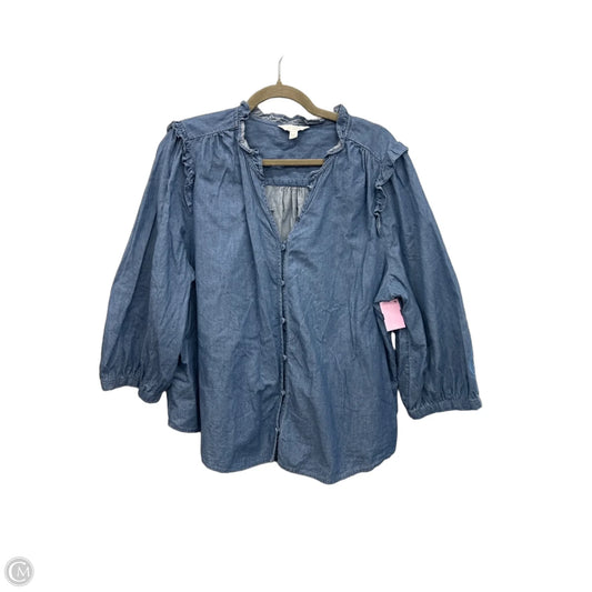 Top Long Sleeve By Lc Lauren Conrad In Blue Denim, Size: 2x
