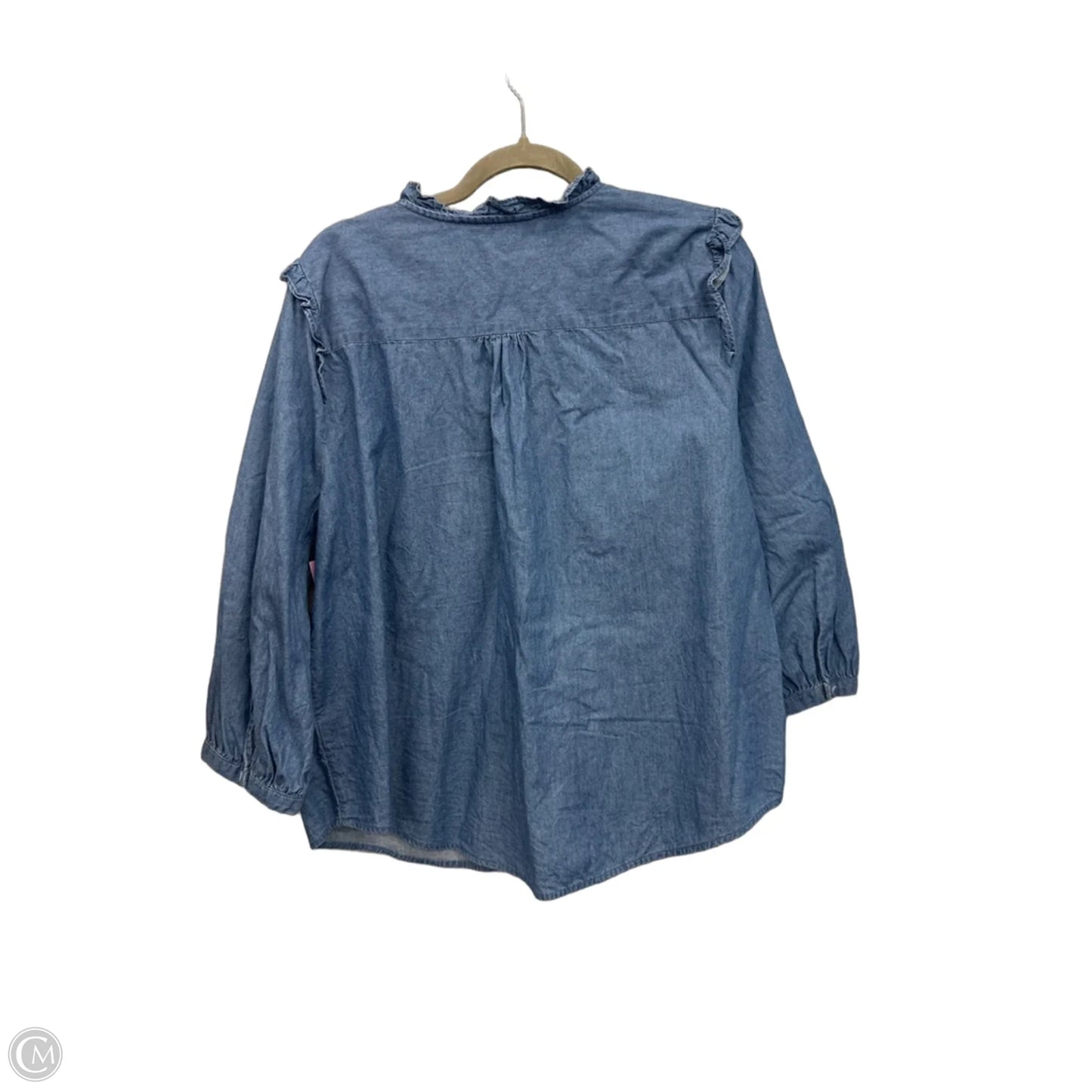 Top Long Sleeve By Lc Lauren Conrad In Blue Denim, Size: 2x