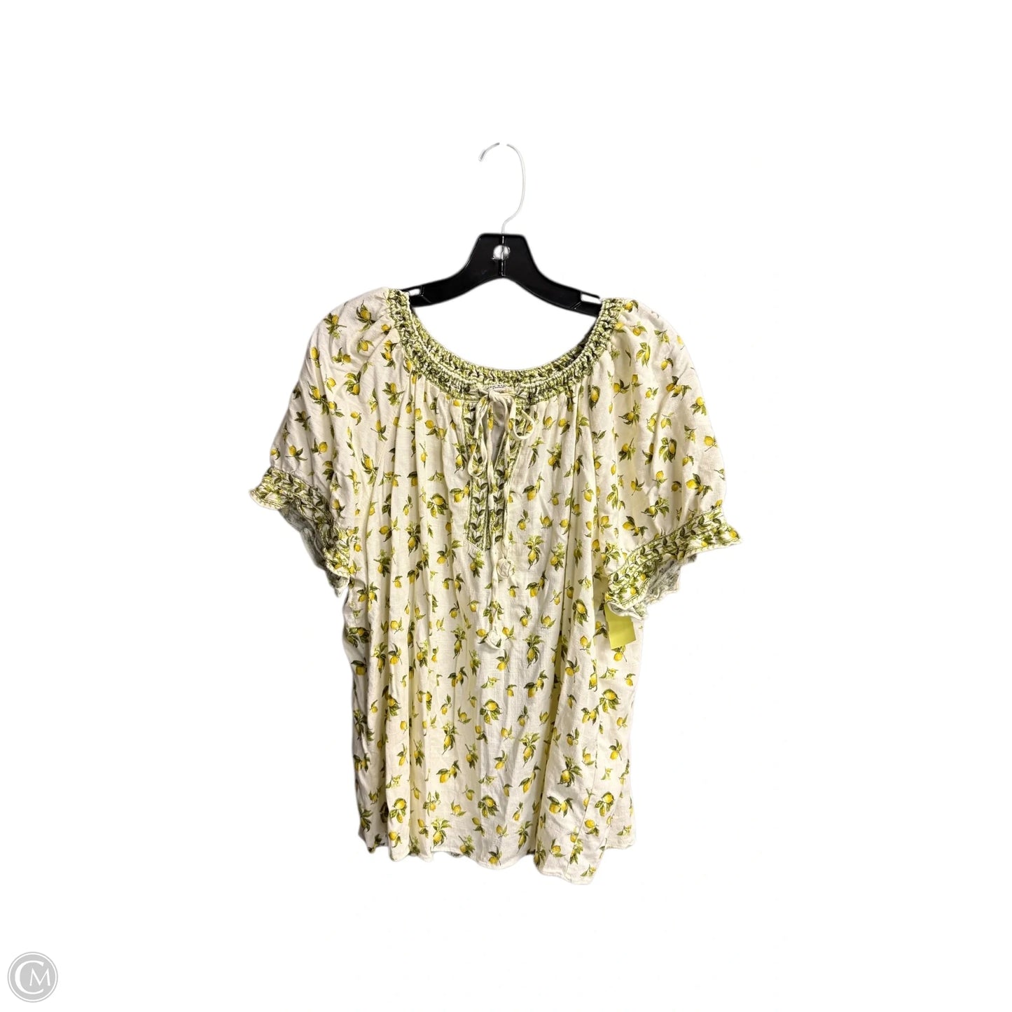 Top Short Sleeve By Max Studio In Ivory, Size: L