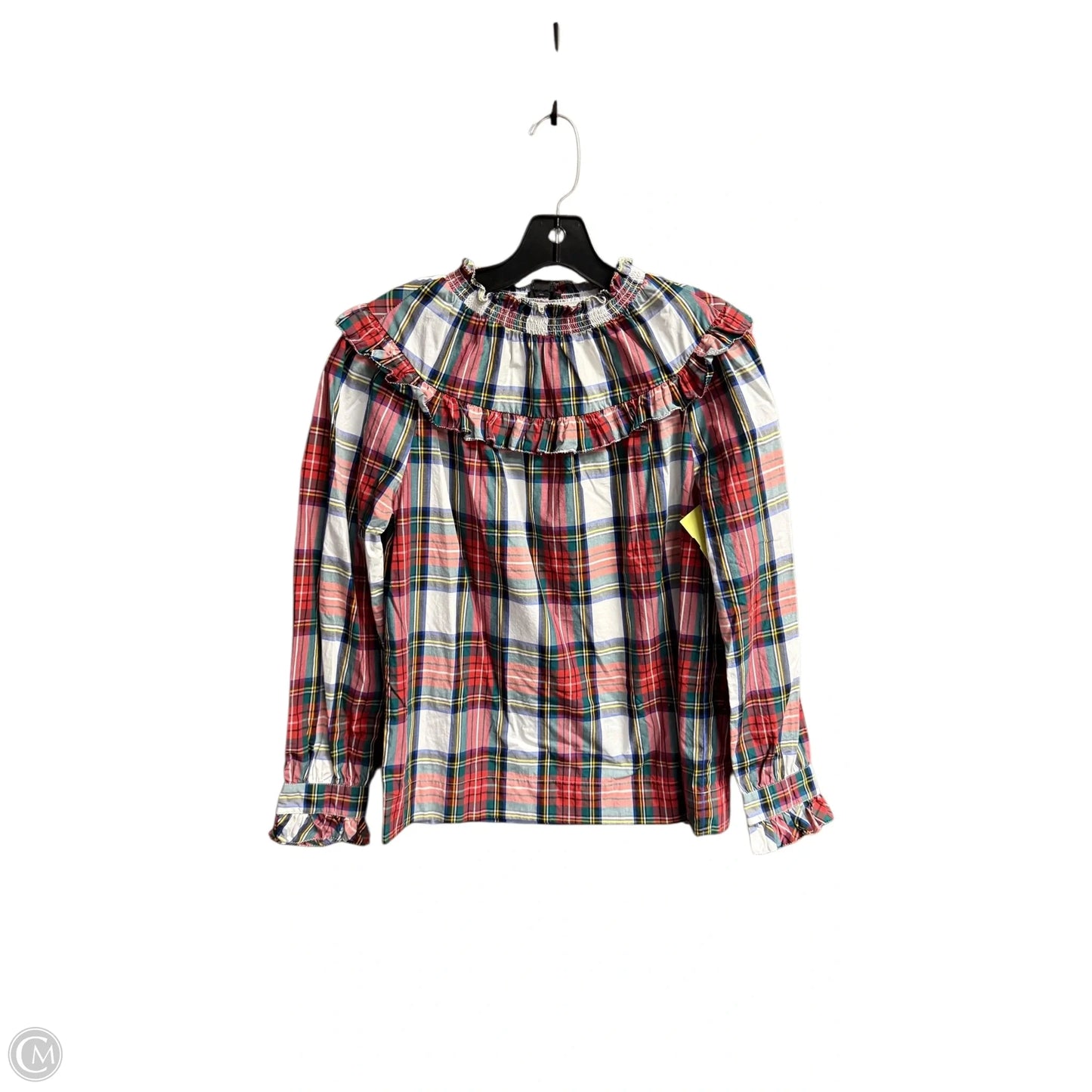 Top Long Sleeve By J. Crew In Plaid Pattern, Size: Xs