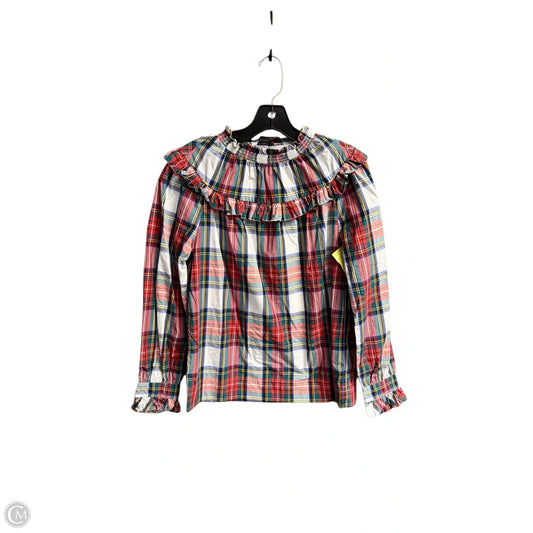 Top Long Sleeve By J. Crew In Plaid Pattern, Size: Xs