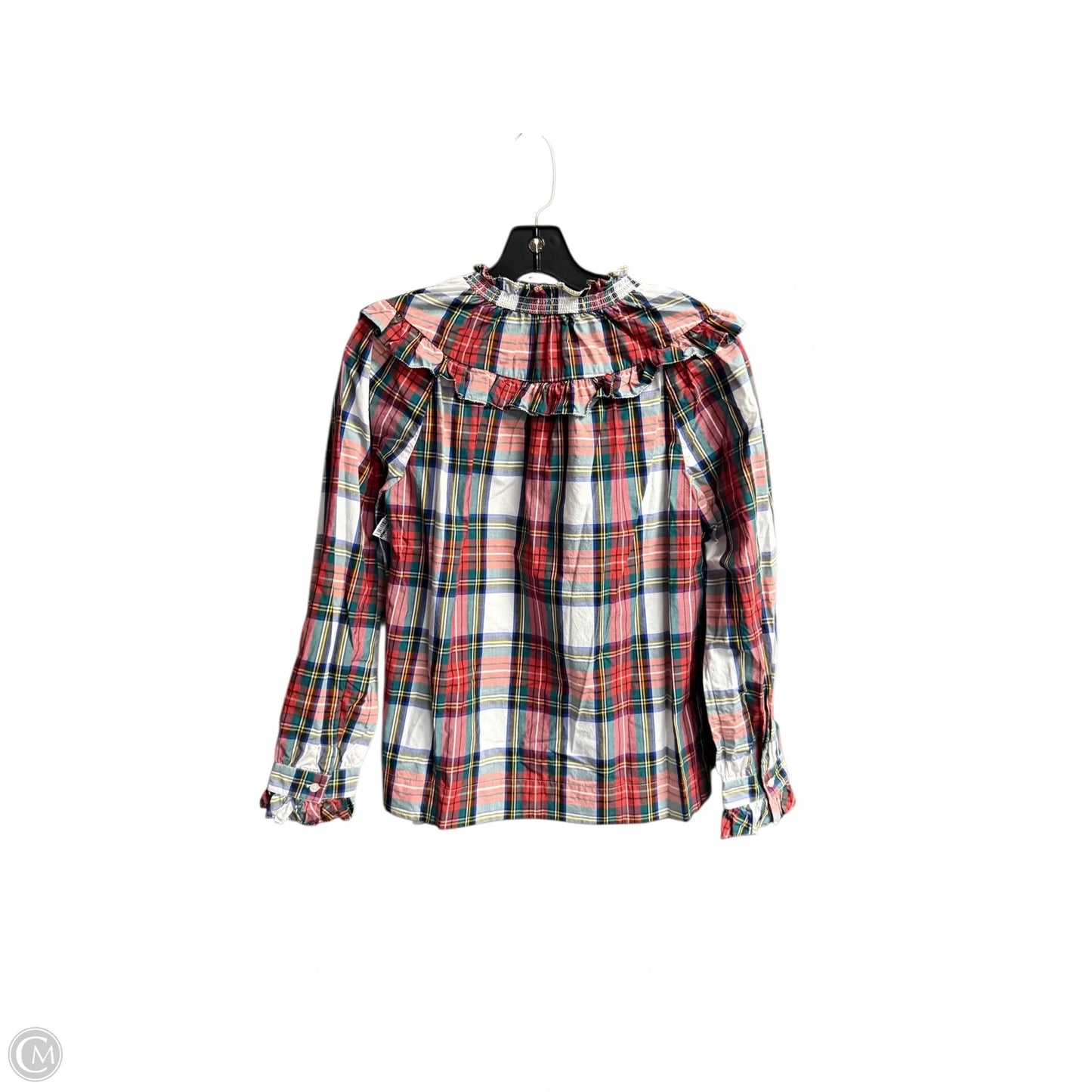 Top Long Sleeve By J. Crew In Plaid Pattern, Size: Xs