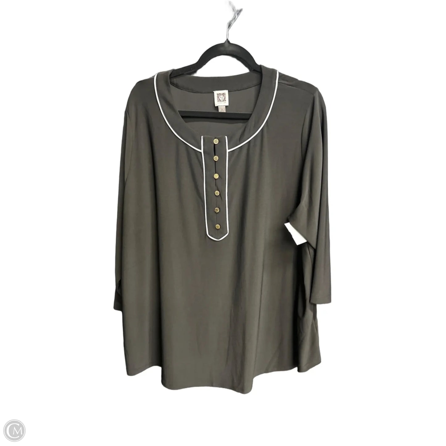 Top 3/4 Sleeve By Anne Klein In Black & White, Size: 3x