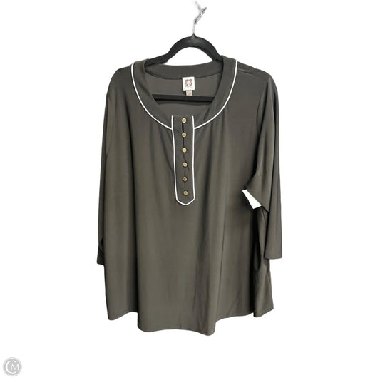 Top 3/4 Sleeve By Anne Klein In Black & White, Size: 3x