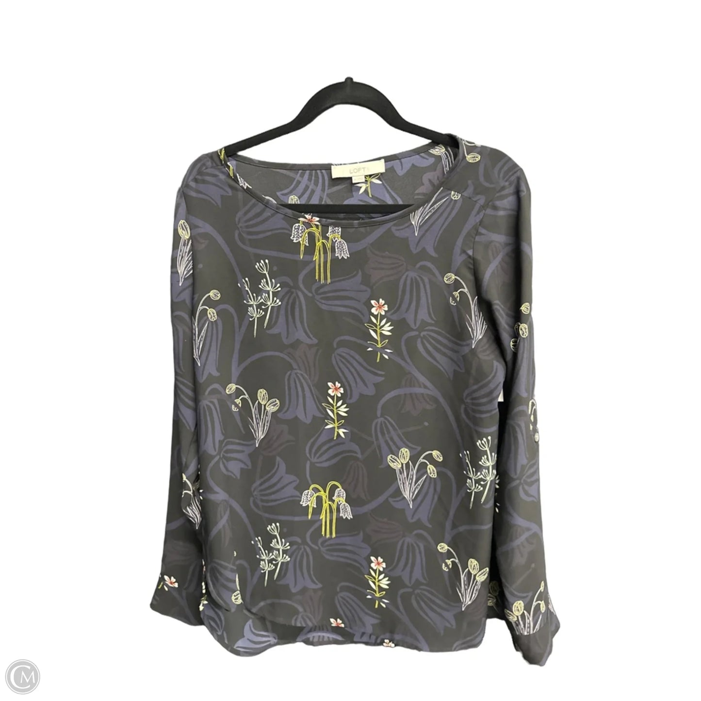Blouse Long Sleeve By Loft In Black & Purple, Size: M