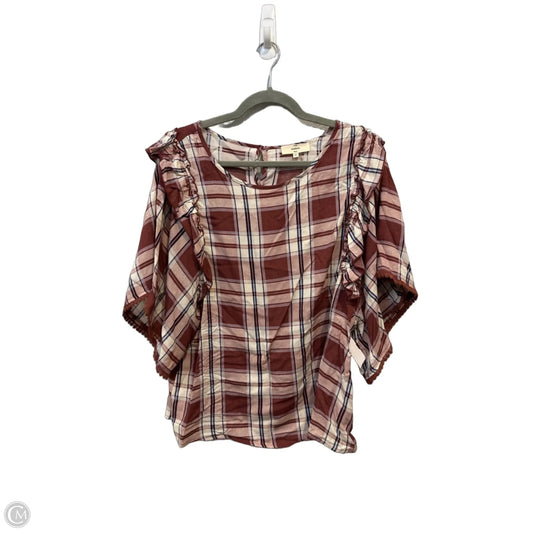Top Short Sleeve By Entro In Plaid Pattern, Size: M