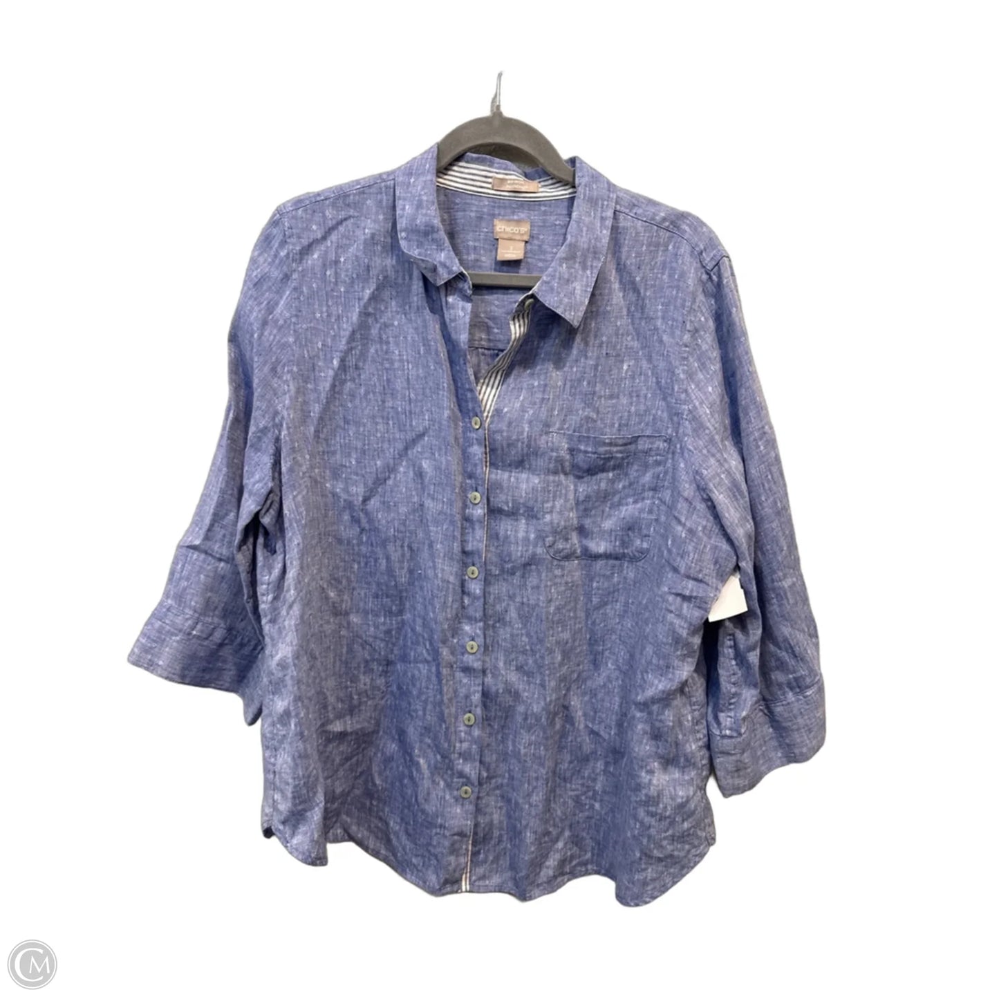 Top 3/4 Sleeve By Chicos In Blue, Size: Xl