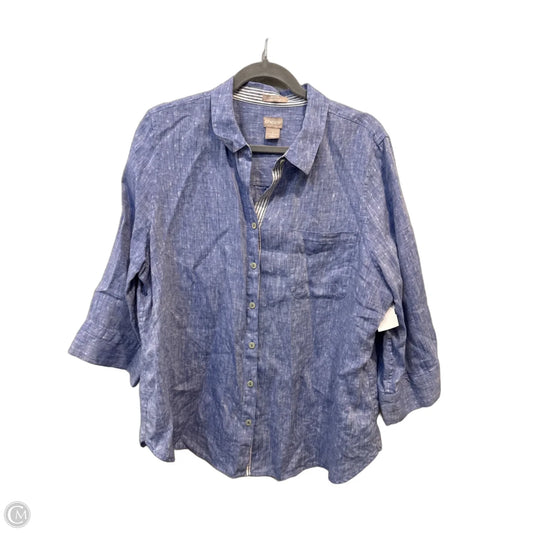 Top 3/4 Sleeve By Chicos In Blue, Size: Xl
