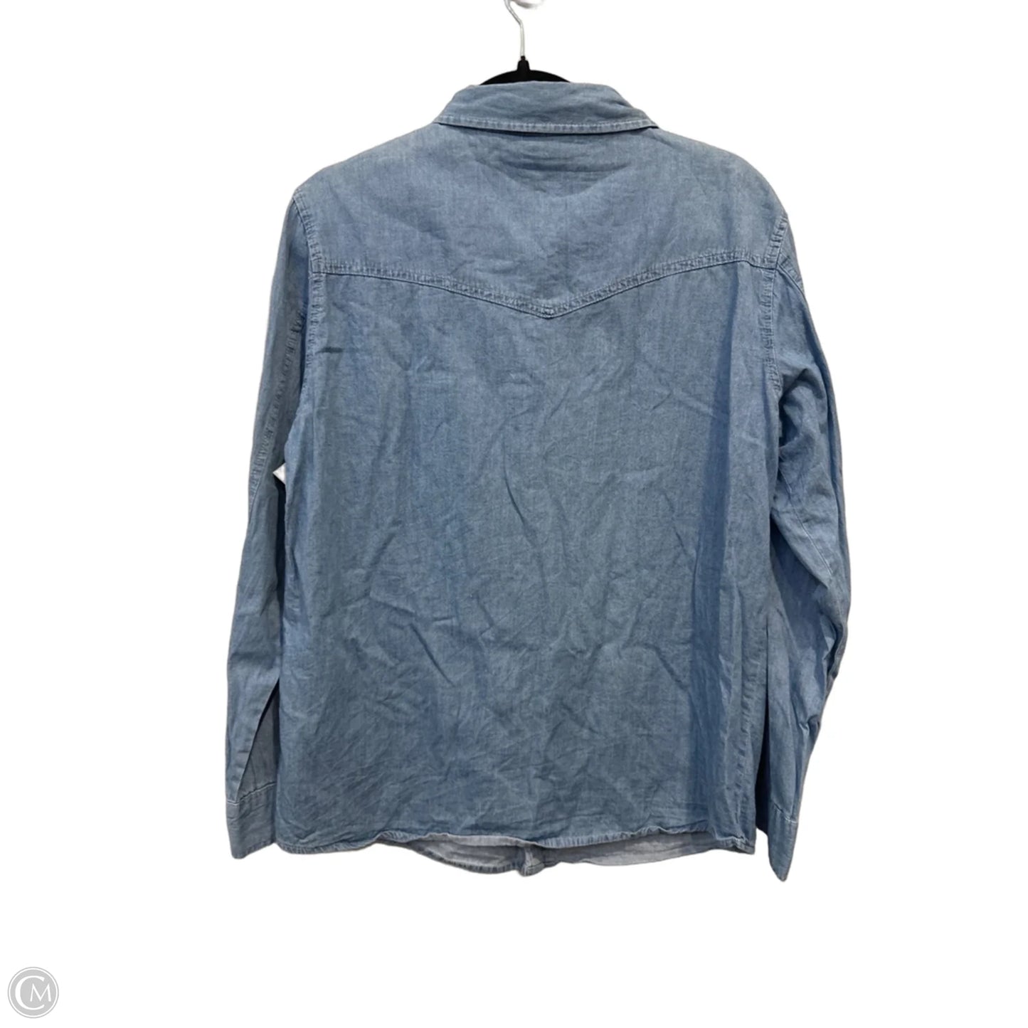Top Long Sleeve By Wrangler In Blue Denim, Size: Sp