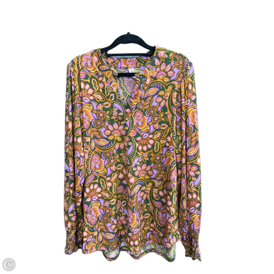 Top Long Sleeve By Dear Scarlett In Paisley Print, Size: M