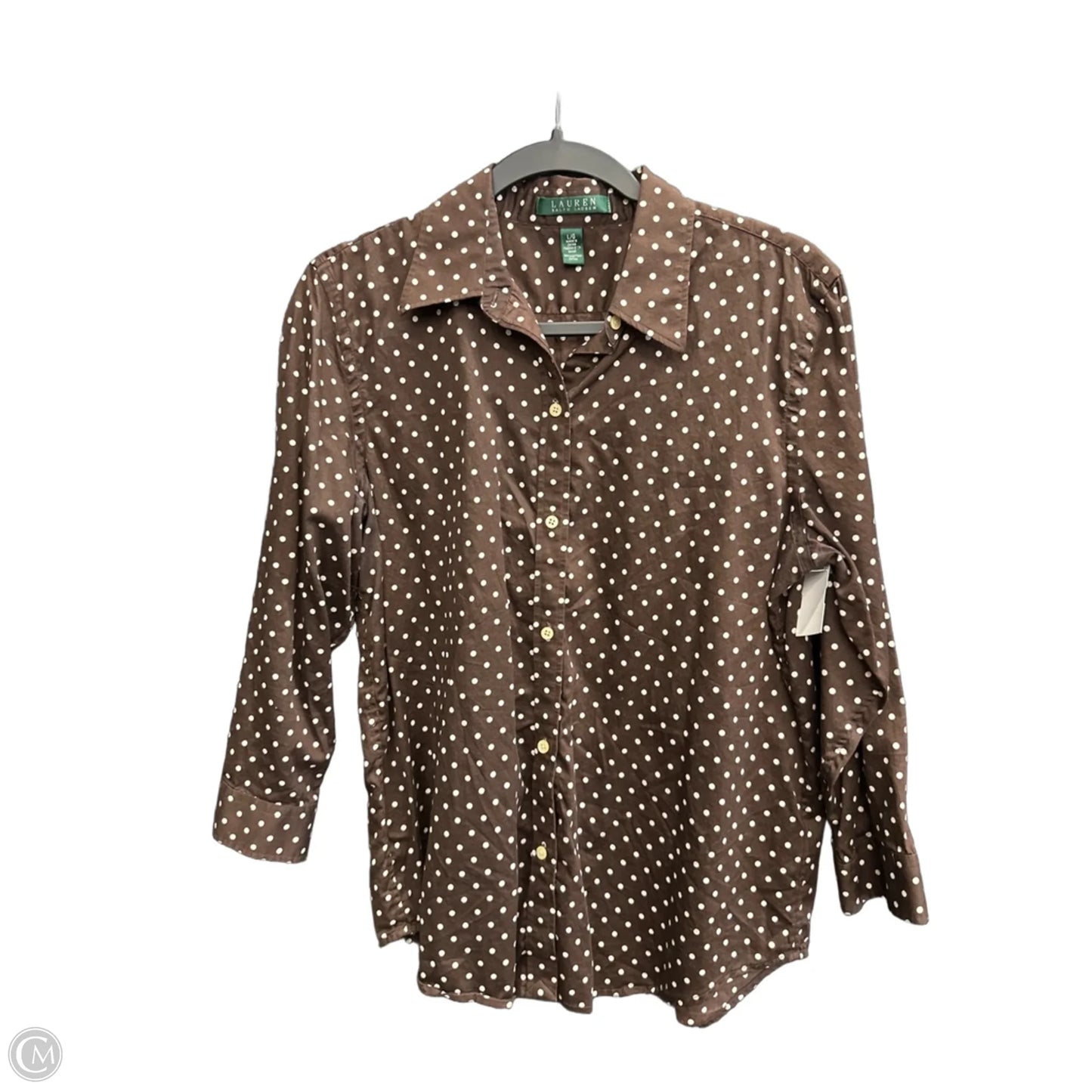 Top Long Sleeve By Lauren By Ralph Lauren In Polkadot Pattern, Size: L