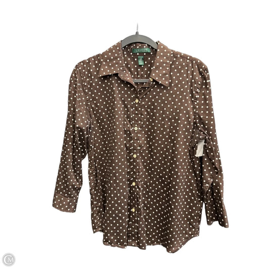 Top Long Sleeve By Lauren By Ralph Lauren In Polkadot Pattern, Size: L