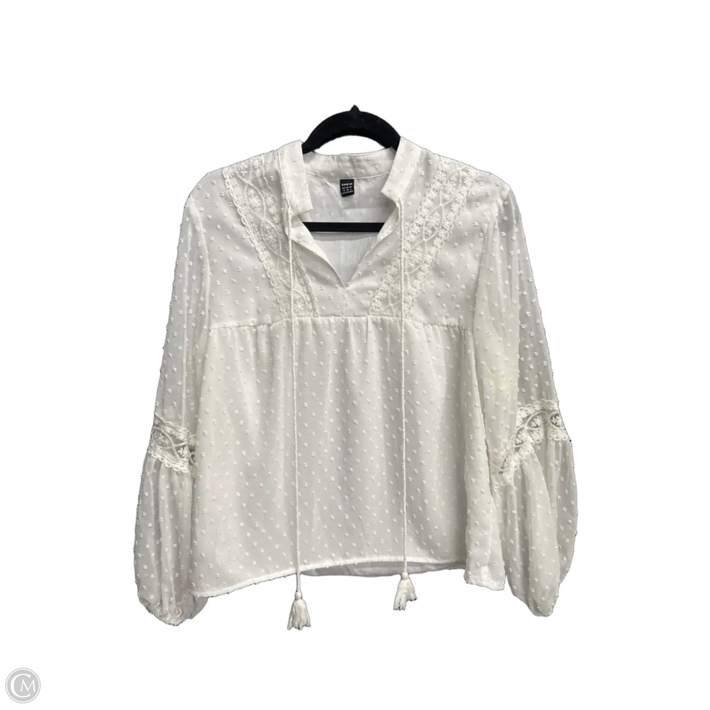 Top Long Sleeve By Shein In White, Size: M