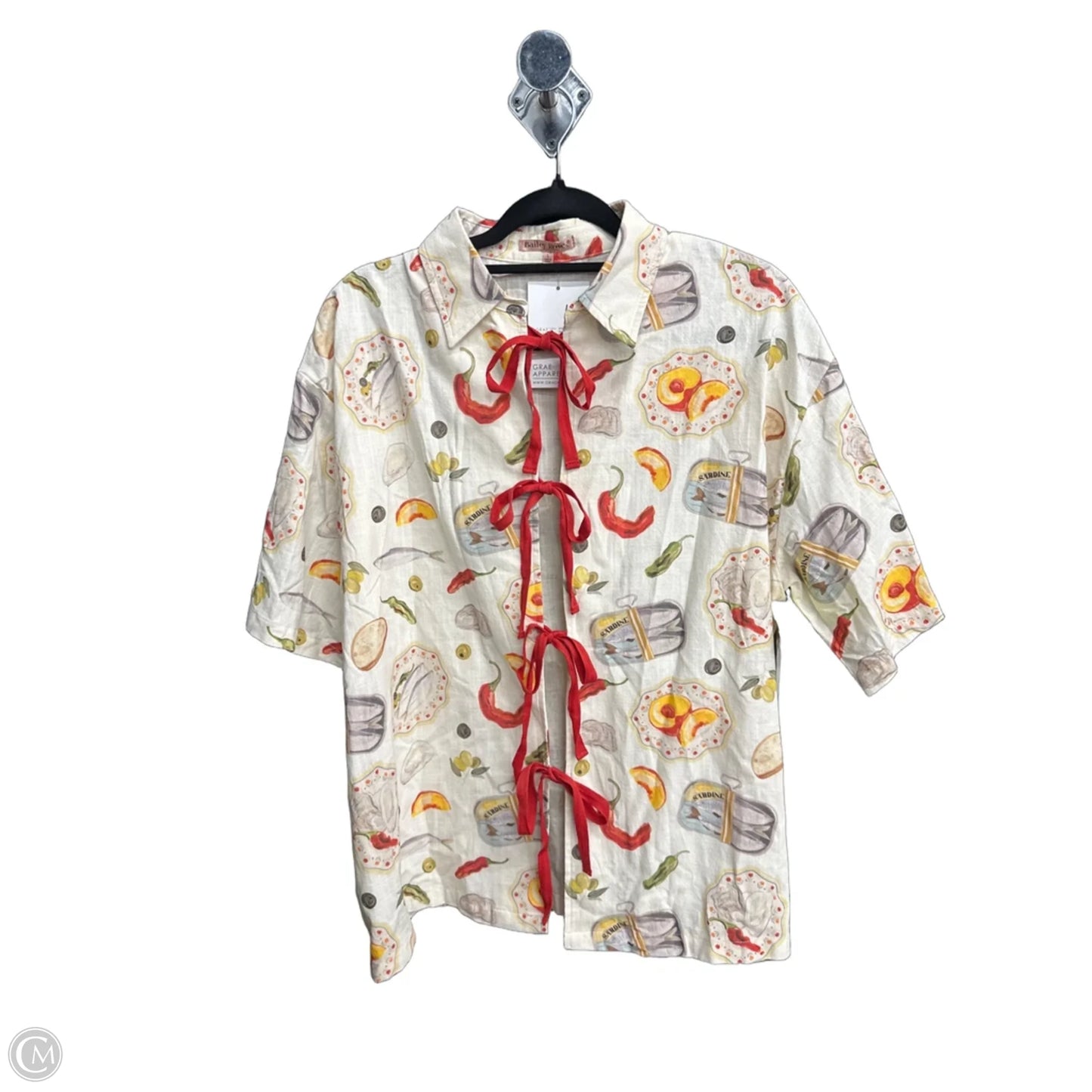 Top Short Sleeve By Bailey Rose In Cream, Size: L