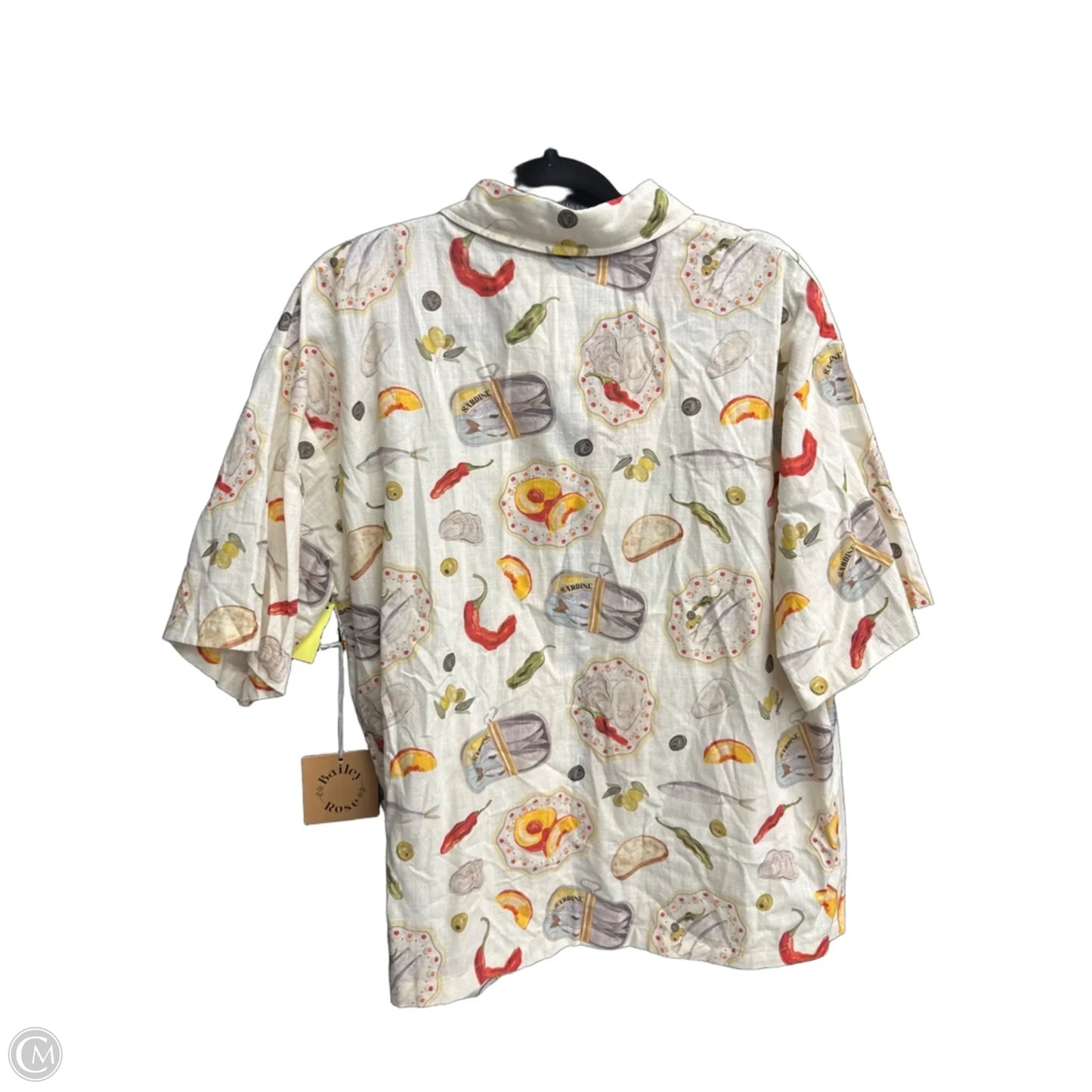 Top Short Sleeve By Bailey Rose In Cream, Size: L