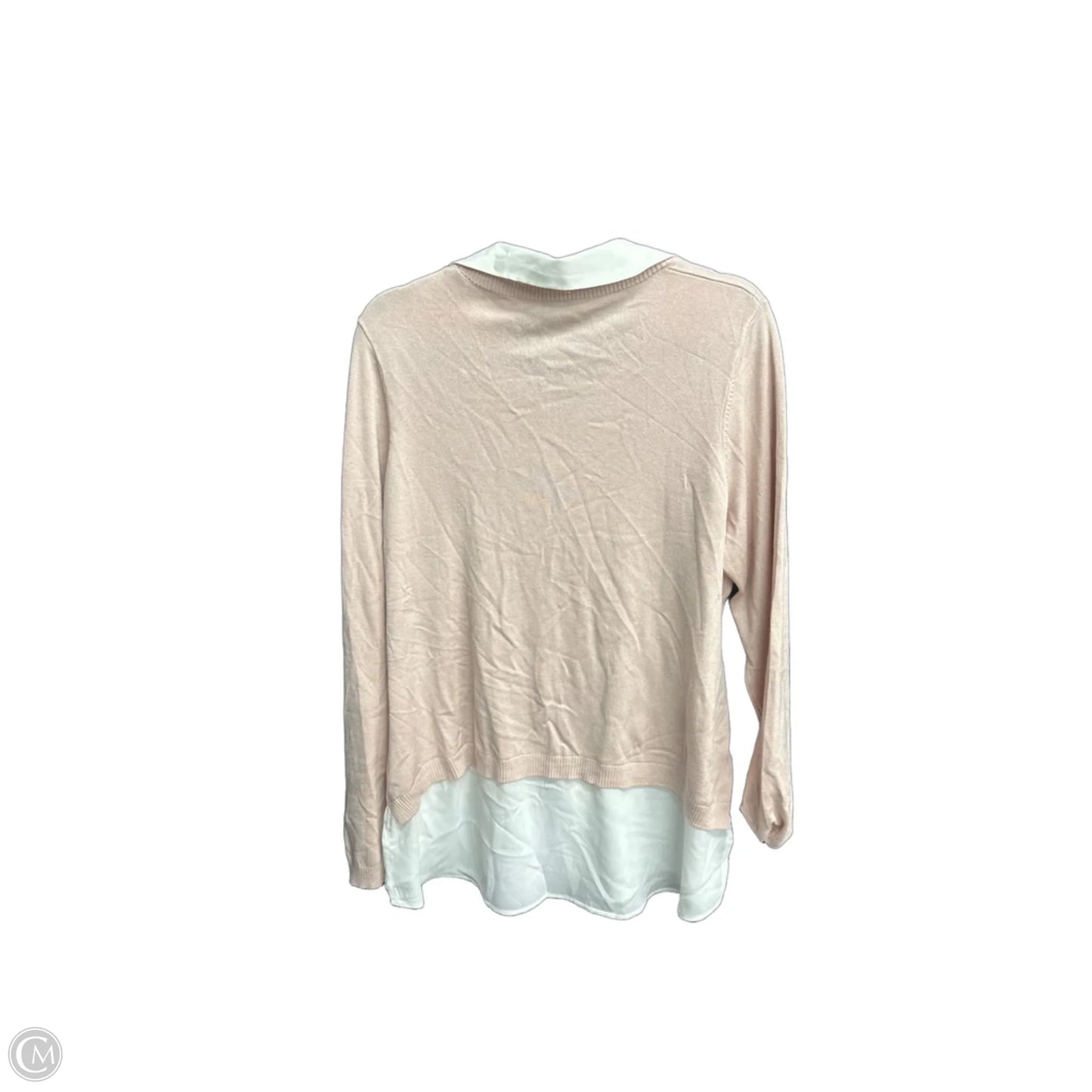 Top Long Sleeve By Adrianna Papell In Pink & White, Size: Xl