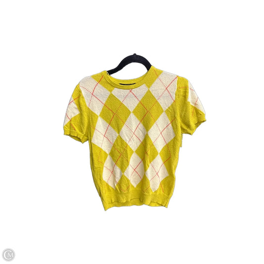 Top Short Sleeve By Zara In Plaid Pattern, Size: S