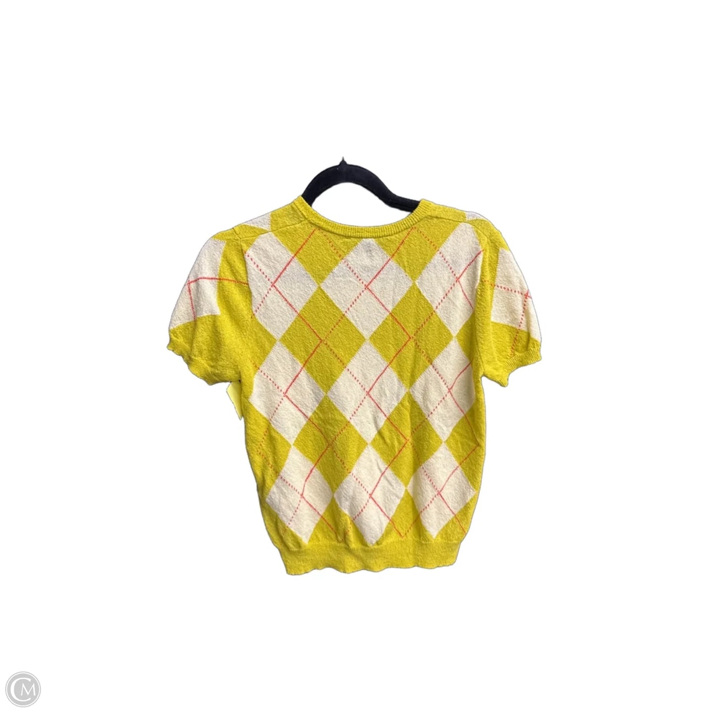 Top Short Sleeve By Zara In Plaid Pattern, Size: S