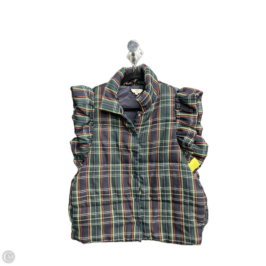 Vest Puffer & Quilted By Entro In Plaid Pattern, Size: M