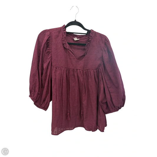 Top 3/4 Sleeve By Cato In Maroon, Size: 2x