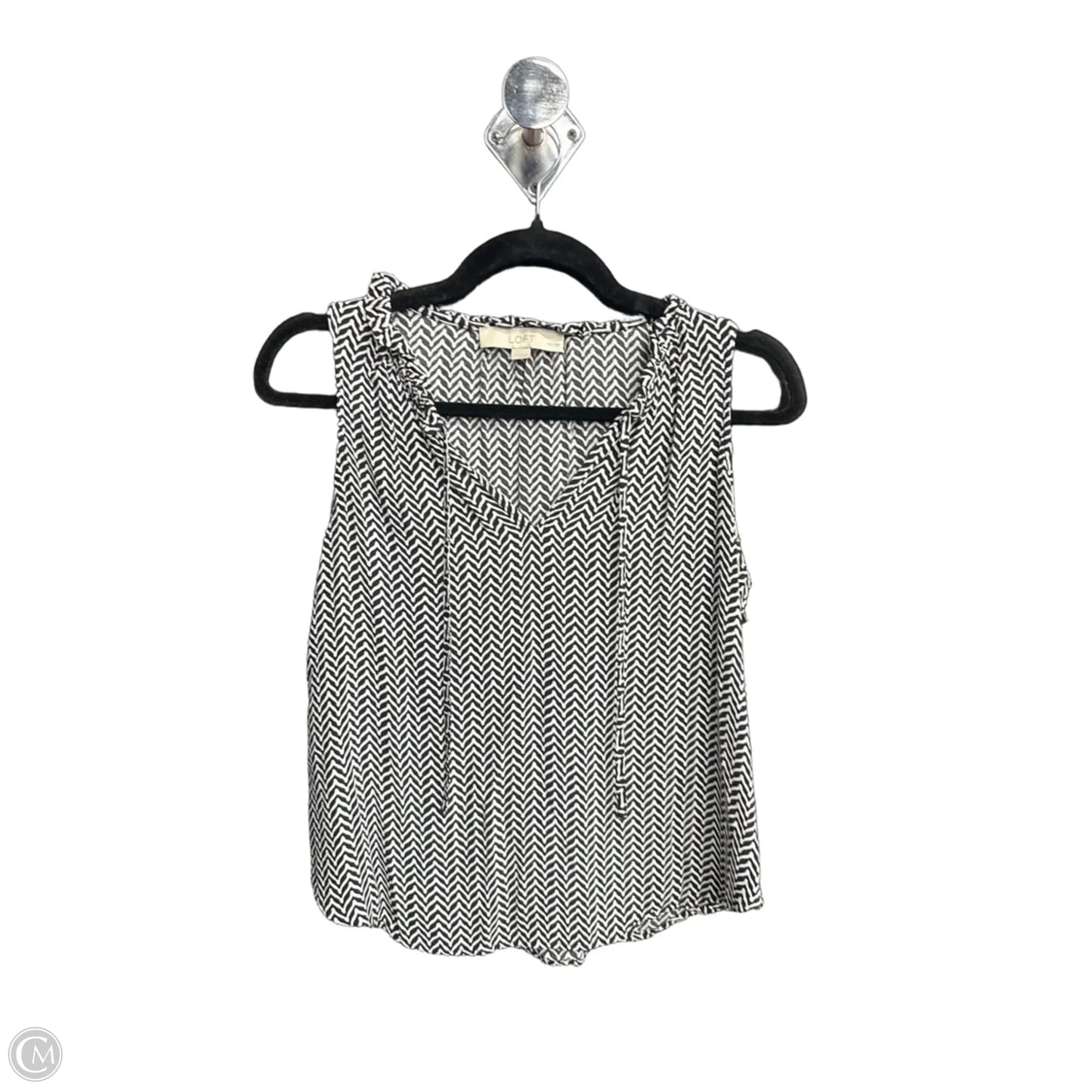 Top Sleeveless By Loft In Black & White, Size: Xs