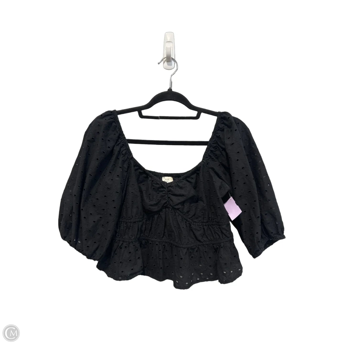 Top Short Sleeve By A New Day In Black, Size: M