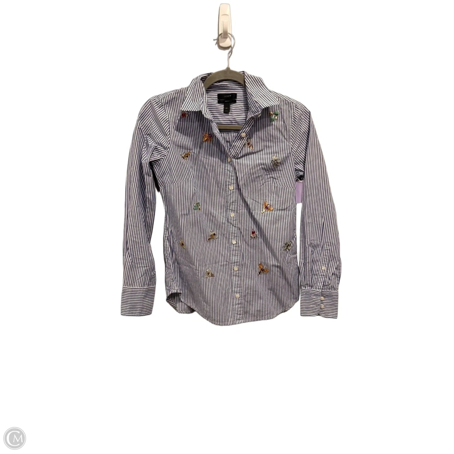 Top Long Sleeve By J. Crew In Blue & White, Size: Xs