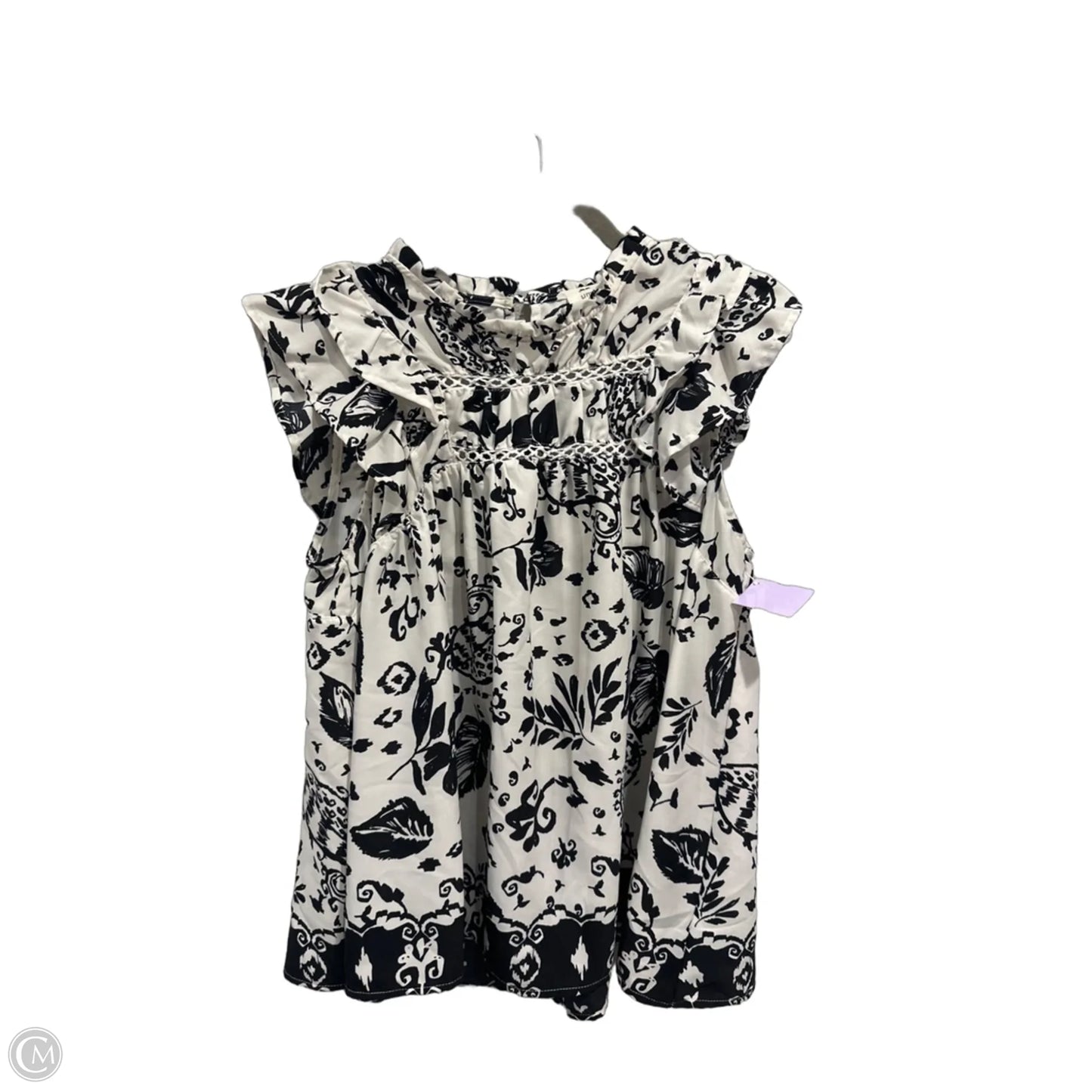 Top Sleeveless By Umgee In Black & White, Size: L