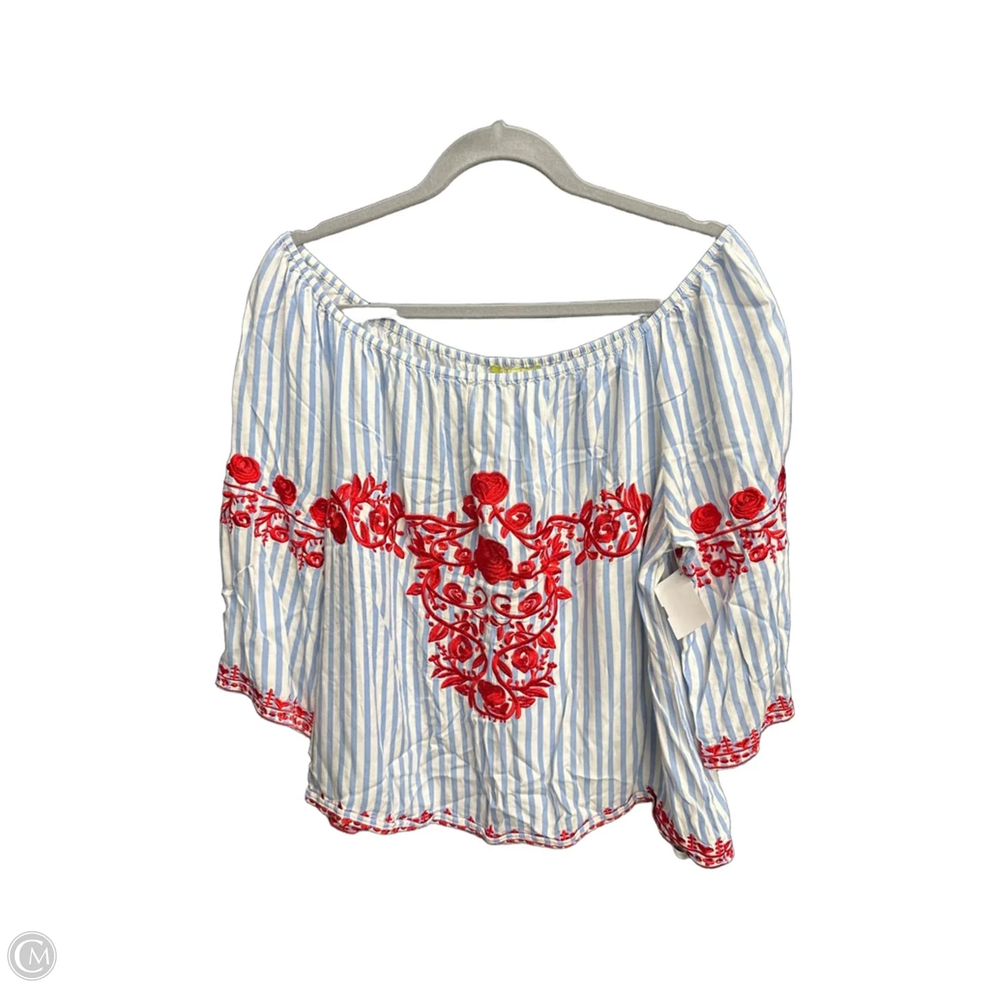 Top Short Sleeve By Gianni Bini In Striped Pattern, Size: L