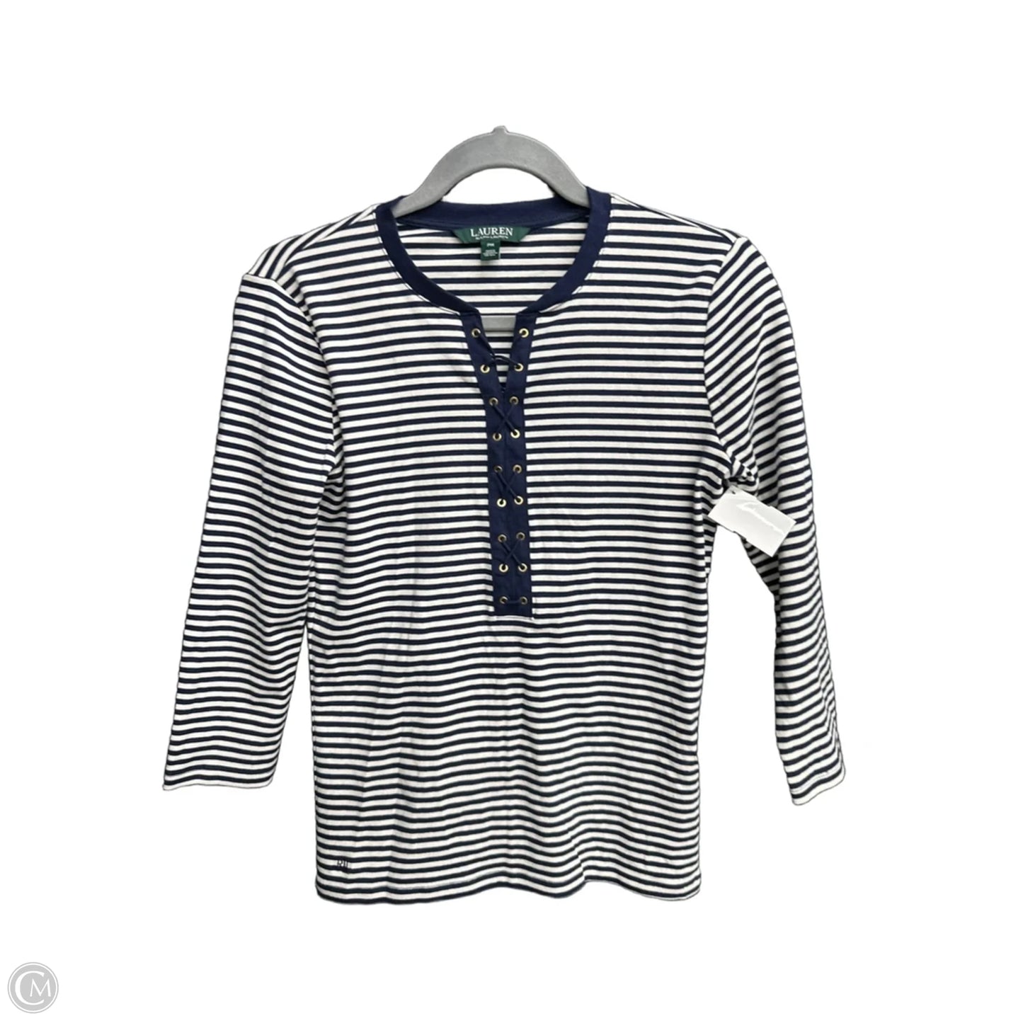 Top Long Sleeve By Lauren By Ralph Lauren In Striped Pattern, Size: Mp
