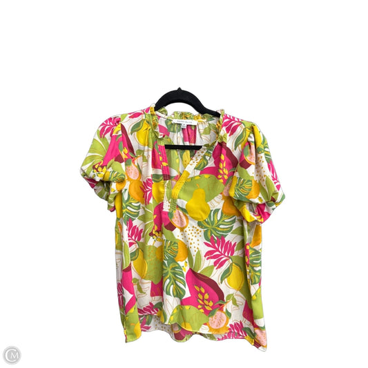 Top Short Sleeve By Rose And Olive In Green & Pink, Size: M