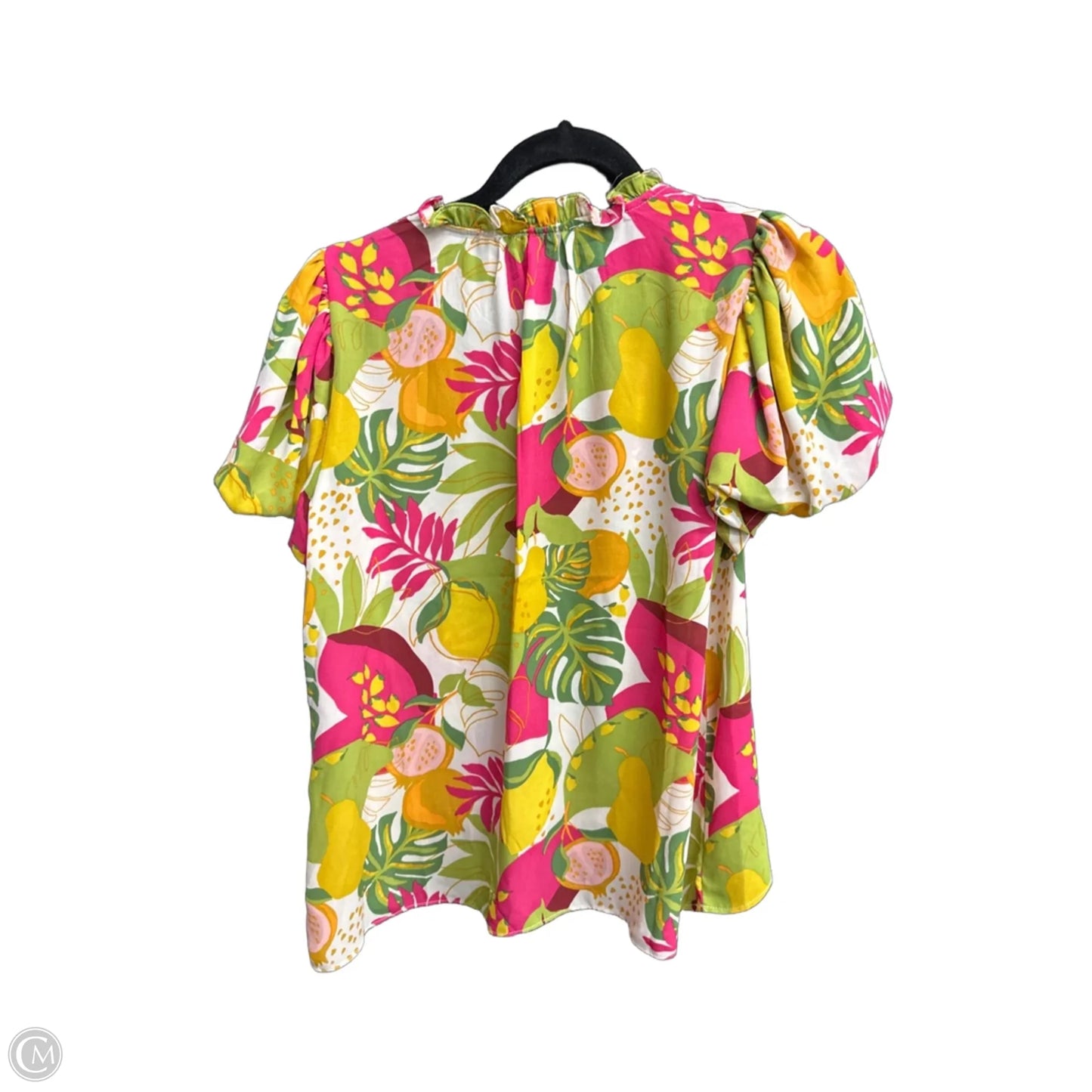 Top Short Sleeve By Rose And Olive In Green & Pink, Size: M