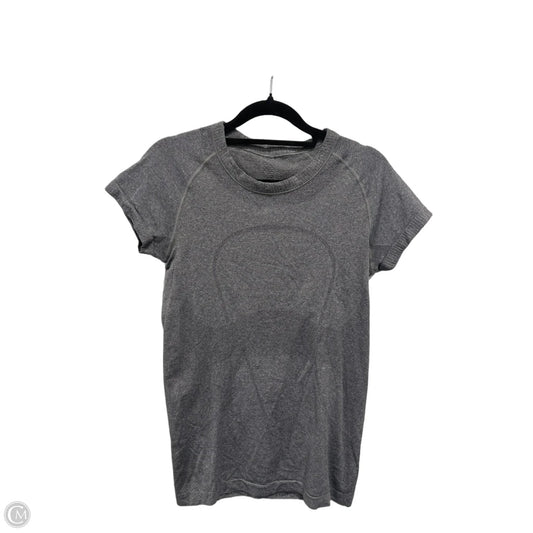 Athletic Top Short Sleeve By Lululemon In Grey, Size: M