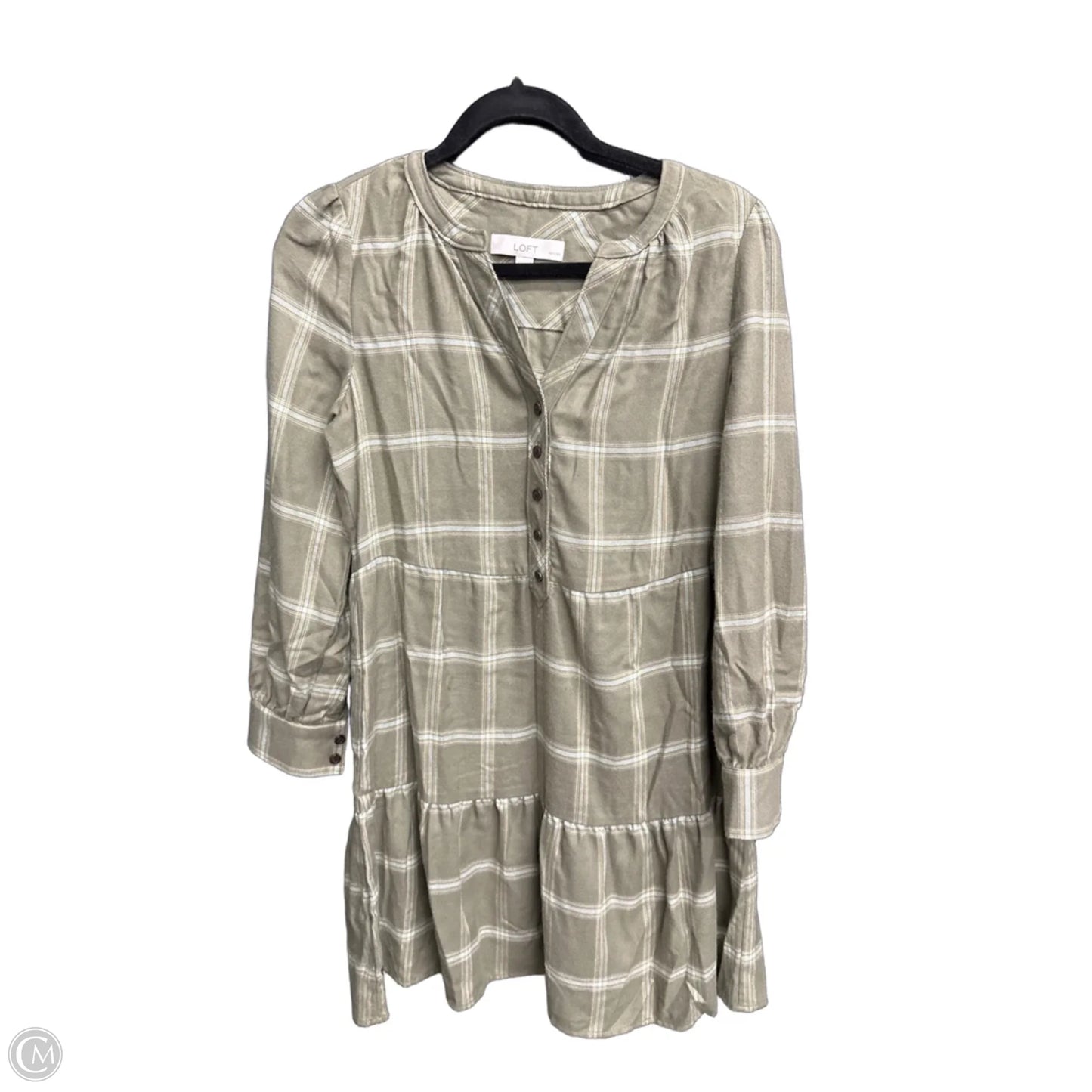 Dress Casual Midi By Loft In Plaid Pattern, Size: Xs