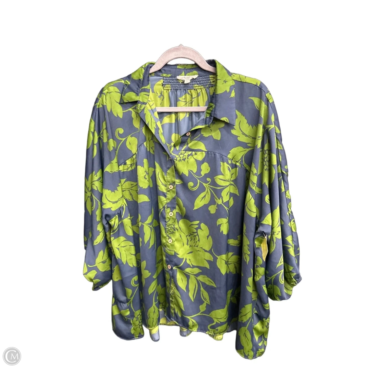 Top Long Sleeve By Easel In Blue & Green, Size: L