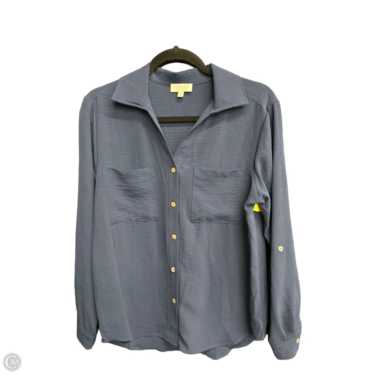 Top Long Sleeve By Chenault In Navy, Size: S