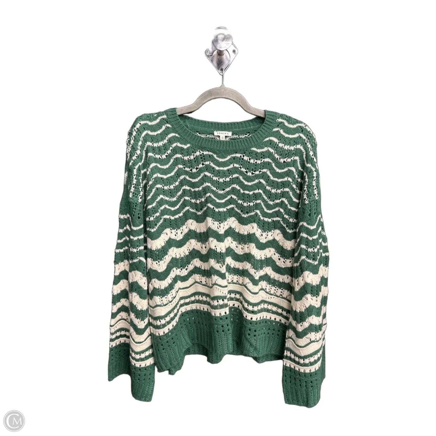 Sweater By Jodifl In Green & White, Size: L
