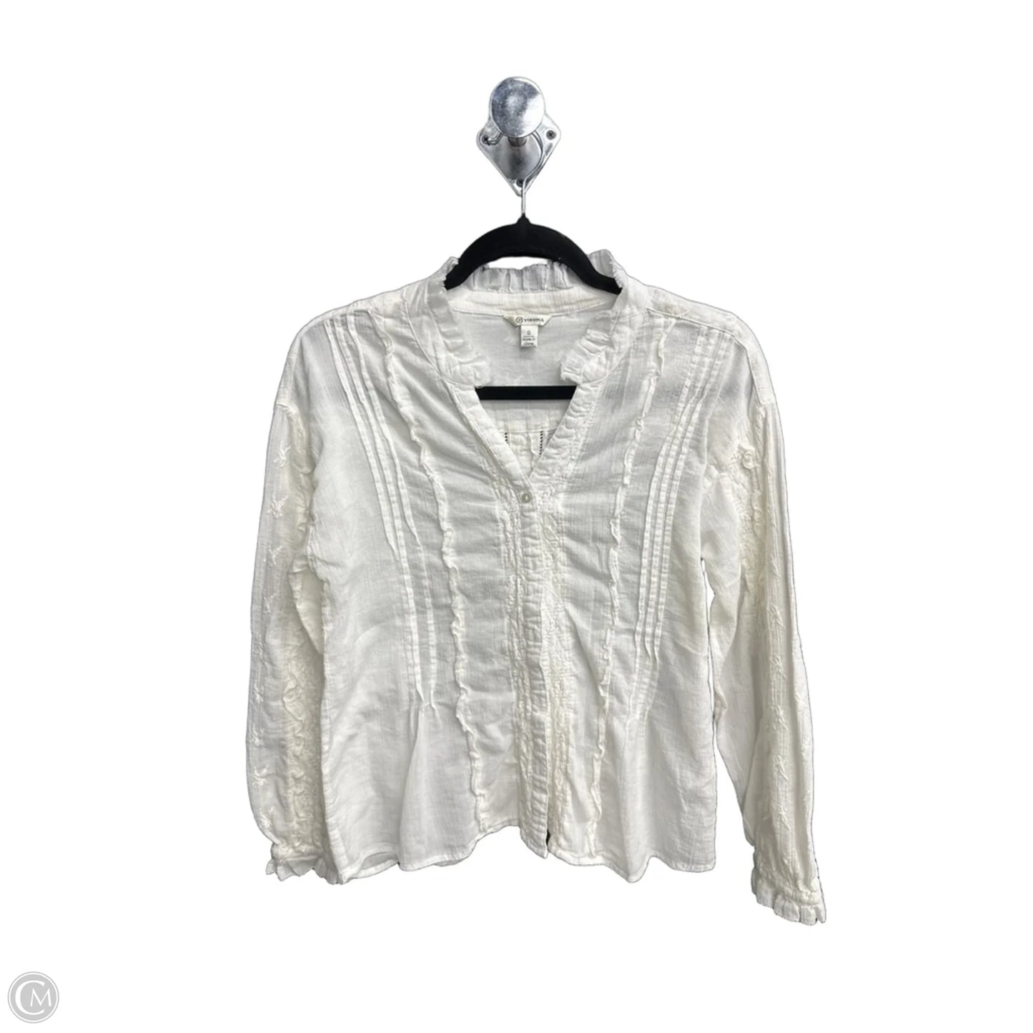 Top Long Sleeve By Versona In White, Size: S