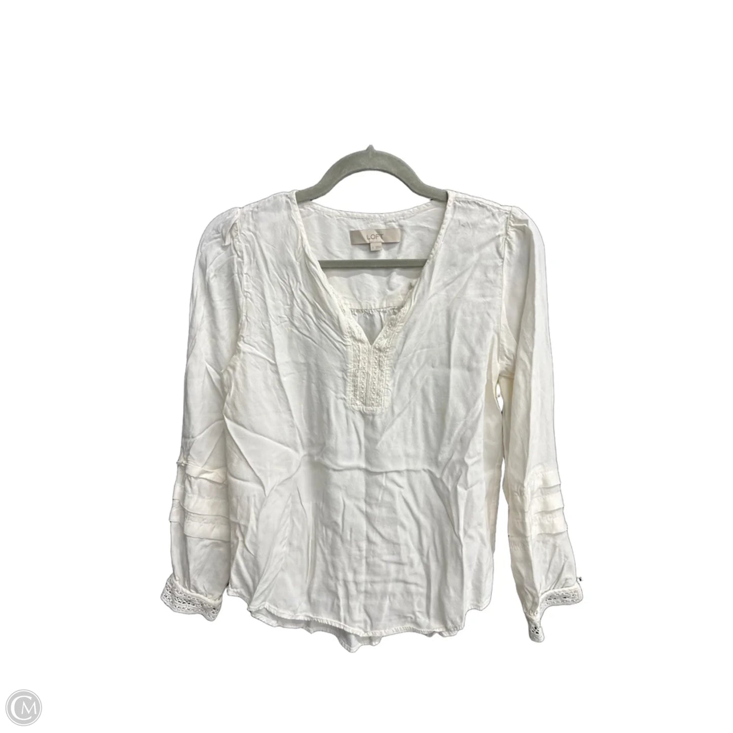 Top Long Sleeve By Loft In White, Size: S