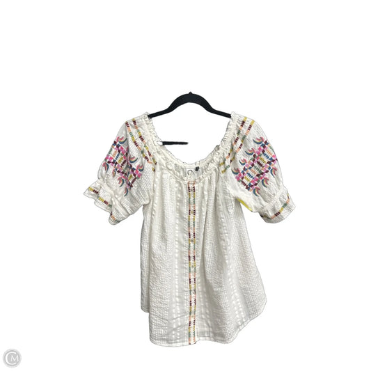 Top Short Sleeve By Anthropologie In White, Size: M