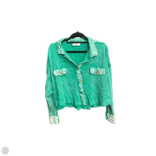 Top Long Sleeve By Zenana In Green, Size: S