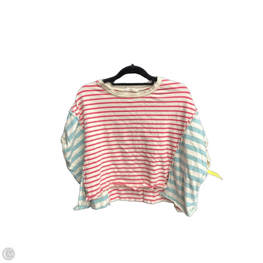 Top Short Sleeve By Peach Love Cream California In Striped Pattern, Size: S