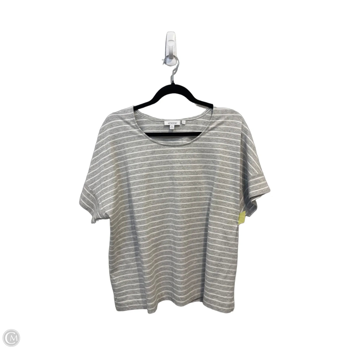 Top Short Sleeve By Chicos In Striped Pattern, Size: L