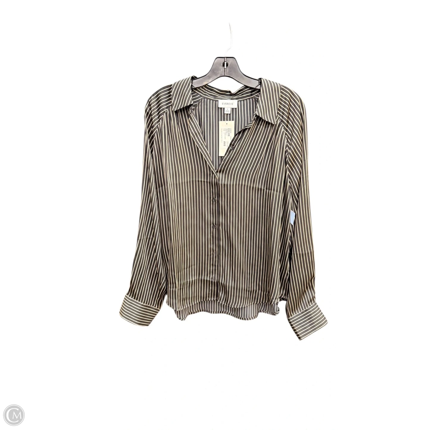 Top Long Sleeve By Evereve In Striped Pattern, Size: L